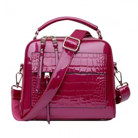 Patent Leather Crocodile Pattern Handbag Shell Solid Leisure Crossbody Bag