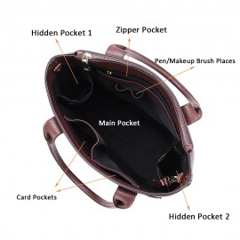 QUEENIE Women Casual Handbag 14 inch Laptop Shopping Solid Shoulder Bag