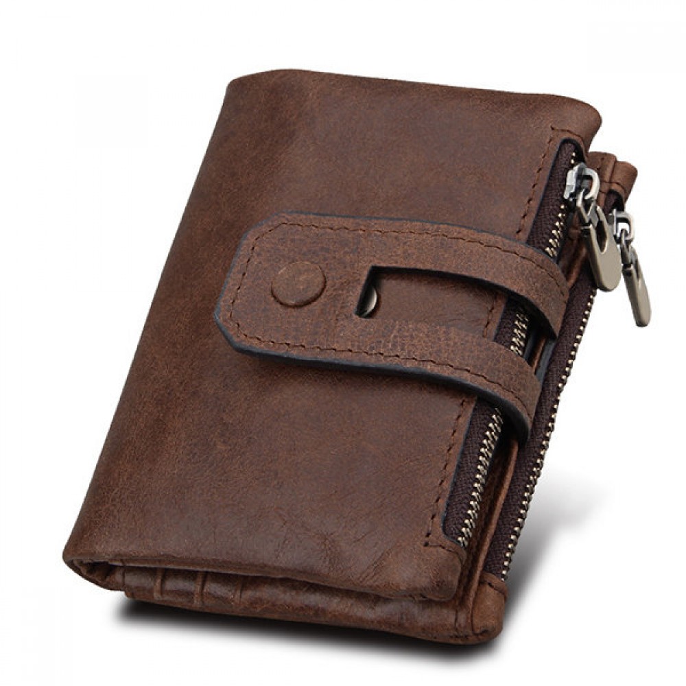 RFID Antimagnetic 11 Card Slots Vintage Genuine Leather Wallet For Men