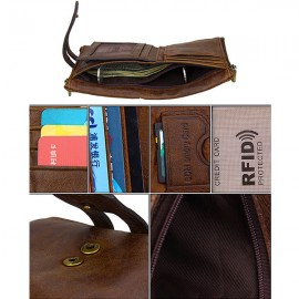 RFID Antimagnetic 11 Card Slots Vintage Genuine Leather Wallet For Men