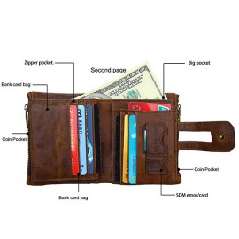 RFID Antimagnetic 11 Card Slots Vintage Genuine Leather Wallet For Men