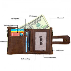 RFID Antimagnetic 11 Card Slots Vintage Genuine Leather Wallet For Men