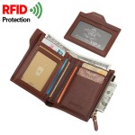 RFID Antimagnetic 6 Card Holders Wallet Business PU Leather Coin Bag For Men
