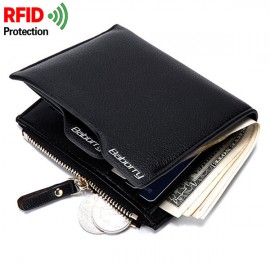 RFID Antimagnetic 6 Card Holders Wallet Business PU Leather Coin Bag For Men