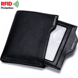 RFID Antimagnetic 6 Card Holders Wallet Business PU Leather Coin Bag For Men