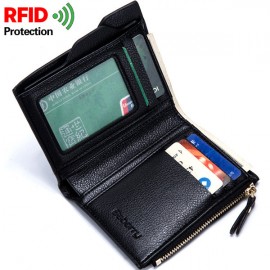 RFID Antimagnetic 6 Card Holders Wallet Business PU Leather Coin Bag For Men