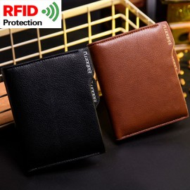 RFID Antimagnetic 6 Card Holders Wallet Business PU Leather Coin Bag For Men