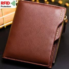 RFID Antimagnetic 6 Card Holders Wallet Business PU Leather Coin Bag For Men