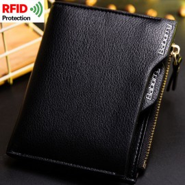 RFID Antimagnetic 6 Card Holders Wallet Business PU Leather Coin Bag For Men