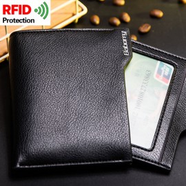 RFID Antimagnetic 6 Card Holders Wallet Business PU Leather Coin Bag For Men