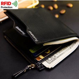 RFID Antimagnetic 6 Card Holders Wallet Business PU Leather Coin Bag For Men