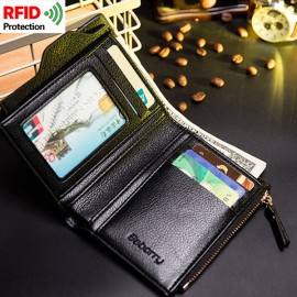 RFID Antimagnetic 6 Card Holders Wallet Business PU Leather Coin Bag For Men