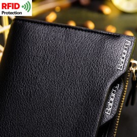 RFID Antimagnetic 6 Card Holders Wallet Business PU Leather Coin Bag For Men