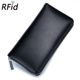 RFID Antimagnetic Genuine Leather 36 Card Slots 6.5 inch Phone Bag Card Holder Long Wallet