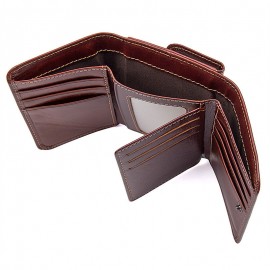 RFID Antimagnetic Genuine Leather Vintage Multi-Card Slots Tri-fold Wallet For Men