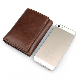 RFID Antimagnetic Genuine Leather Vintage Multi-Card Slots Tri-fold Wallet For Men