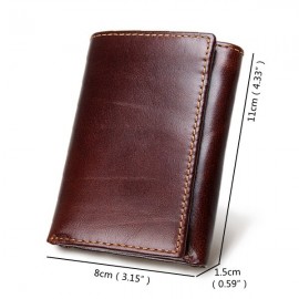 RFID Antimagnetic Genuine Leather Vintage Multi-Card Slots Tri-fold Wallet For Men