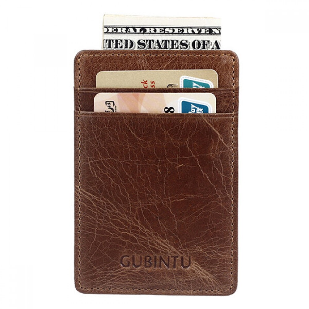 RFID Antimagnetic Genuine Leather Wallet 5 Card Slots Card Holder For Men