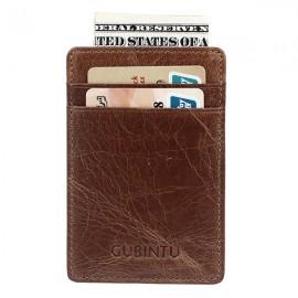 RFID Antimagnetic Genuine Leather Wallet 5 Card Slots Card Holder For Men