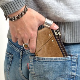 RFID Genuine Leather 12 Card Slot Casual Multifunction Wallet Double Zip Retro Purse For Men Women