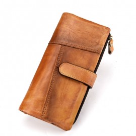 RFID Genuine Leather Casual 18 Card Slot Wallet Retro High Capacity Clutch Bags For Men