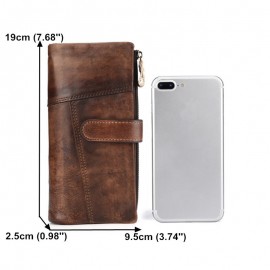 RFID Genuine Leather Casual 18 Card Slot Wallet Retro High Capacity Clutch Bags For Men