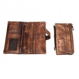 RFID Genuine Leather Casual 18 Card Slot Wallet Retro High Capacity Clutch Bags For Men