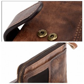 RFID Genuine Leather Casual 18 Card Slot Wallet Retro High Capacity Clutch Bags For Men