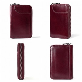 RFID Men And Women Genuine Leather 12 Card Slot Wallet Short Coin Purse