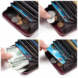 RFID Men And Women Genuine Leather 12 Card Slot Wallet Short Coin Purse