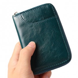 RFID Men And Women Genuine Leather 12 Card Slot Wallet Short Coin Purse