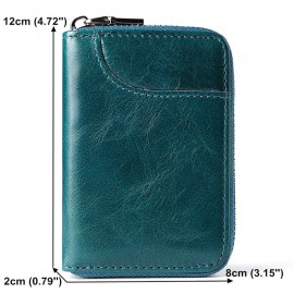 RFID Men And Women Genuine Leather 12 Card Slot Wallet Short Coin Purse