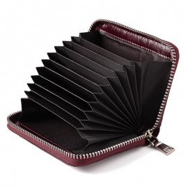 RFID Men And Women Genuine Leather 12 Card Slot Wallet Short Coin Purse