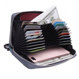 RFID Men And Women Genuine Leather 24 Card Slot Wallet Multifunction Passport Purse