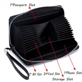 RFID Men And Women Genuine Leather 24 Card Slot Wallet Multifunction Passport Purse