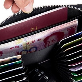 RFID Men And Women Genuine Leather 24 Card Slot Wallet Multifunction Passport Purse