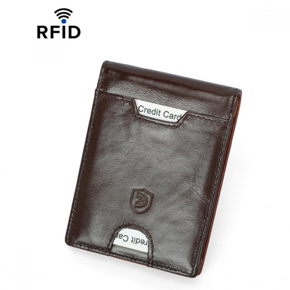 RFID Men Genuine Leather 9 Card Slot Card Holder Vintage Coin Purse