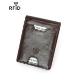 RFID Men Genuine Leather 9 Card Slot Card Holder Vintage Coin Purse