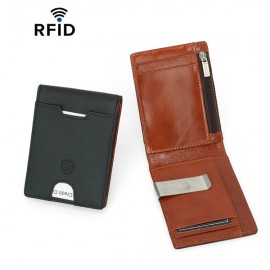 RFID Men Genuine Leather 9 Card Slot Card Holder Vintage Coin Purse