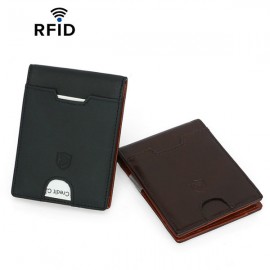 RFID Men Genuine Leather 9 Card Slot Card Holder Vintage Coin Purse