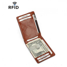 RFID Men Genuine Leather 9 Card Slot Card Holder Vintage Coin Purse
