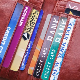 RFID Women Genuine Leather 12 Card Slot Bifold Short Wallet Double Zipper Coin Purse