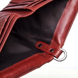 RFID Women Genuine Leather 12 Card Slot Bifold Short Wallet Double Zipper Coin Purse