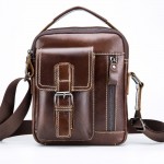 Retro Genuine Leather Business Casual Bag 6 Inch Phone Pocket Crossbody Bag For Men