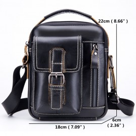 Retro Genuine Leather Business Casual Bag 6 Inch Phone Pocket Crossbody Bag For Men