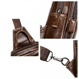 Retro Genuine Leather Sling Bag Business Chest Bag Crossbody Bag For Men