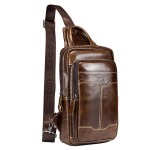 Retro Genuine Leather Sling Bag Business Chest Bag Crossbody Bag For Men