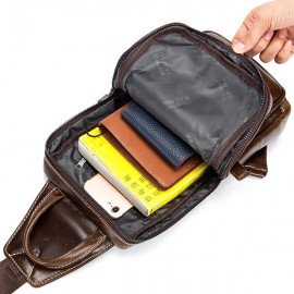 Retro Genuine Leather Sling Bag Business Chest Bag Crossbody Bag For Men