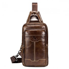 Retro Genuine Leather Sling Bag Business Chest Bag Crossbody Bag For Men