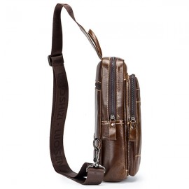 Retro Genuine Leather Sling Bag Business Chest Bag Crossbody Bag For Men